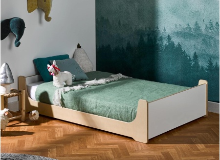 Lit Montessori 90x140 KALIX Blanc/Bois - 1