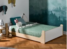 Lit Montessori 90x140 KALIX Blanc/Bois - 1
