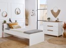 Lit enfant 90x200 avec rangement ALBI Blanc/Chêne - 3