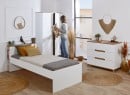 Lit enfant 90x200 avec rangement ALBI Blanc/Chêne - 4