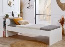 Lit enfant 90x200 avec rangement ALBI Blanc/Chêne - 1