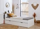 Lit enfant 90x200 avec rangement ALBI Blanc/Chêne - 5