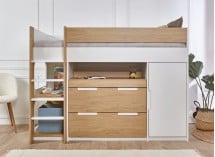 Lit mi-hauteur 90x190 ARLO - Blanc/Chêne - 3