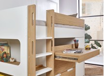 Lit mi-hauteur 90x190 ARLO - Blanc/Chêne - 4