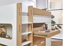 Lit mi-hauteur 90x190 ARLO - Blanc/Chêne - 4