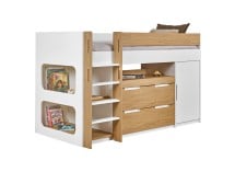 Lit mi-hauteur 90x190 ARLO - Blanc/Chêne - 6