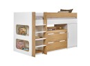 Lit mi-hauteur 90x190 ARLO - Blanc/Chêne - 6