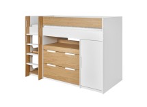 Lit mi-hauteur 90x190 ARLO - Blanc/Chêne - 7