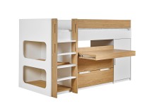 Lit mi-hauteur 90x190 ARLO - Blanc/Chêne - 8