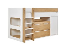 Lit mi-hauteur 90x190 ARLO - Blanc/Chêne - 9