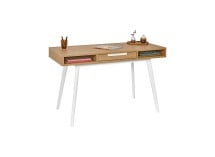 Bureau en bois 1 tiroir VINTAGE - Blanc/Chêne - 6