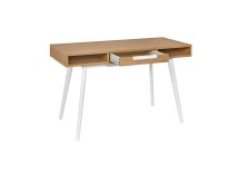 Bureau en bois 1 tiroir VINTAGE - Blanc/Chêne - 8
