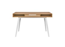Bureau en bois 1 tiroir VINTAGE - Blanc/Chêne - 9