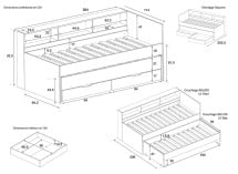 Lit gigogne 90x200 rangement OSLO Bois/Blanc - 9