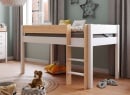 Lit mi-hauteur en pin massif 90x190 HOYA Blanc - 1