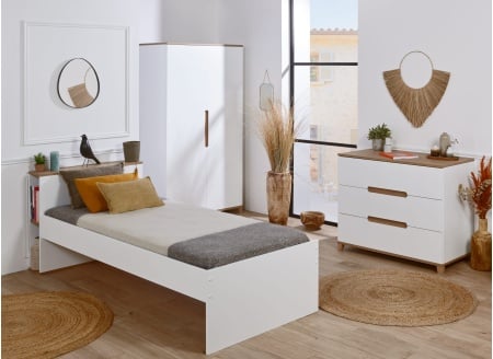 Chambre enfant complète ALBI Blanc/Chêne - 1
