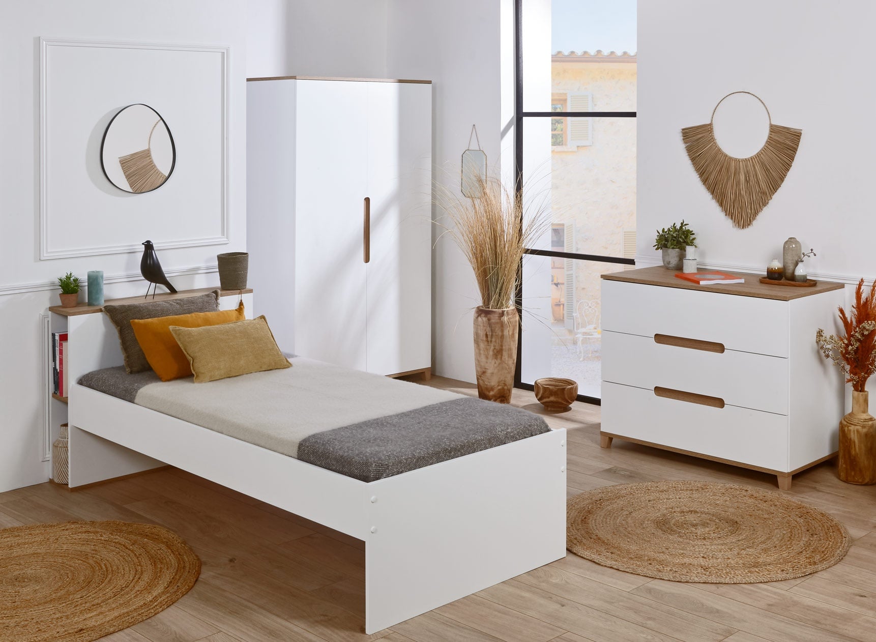 Chambre enfant complète ALBI Blanc/Chêne - 1