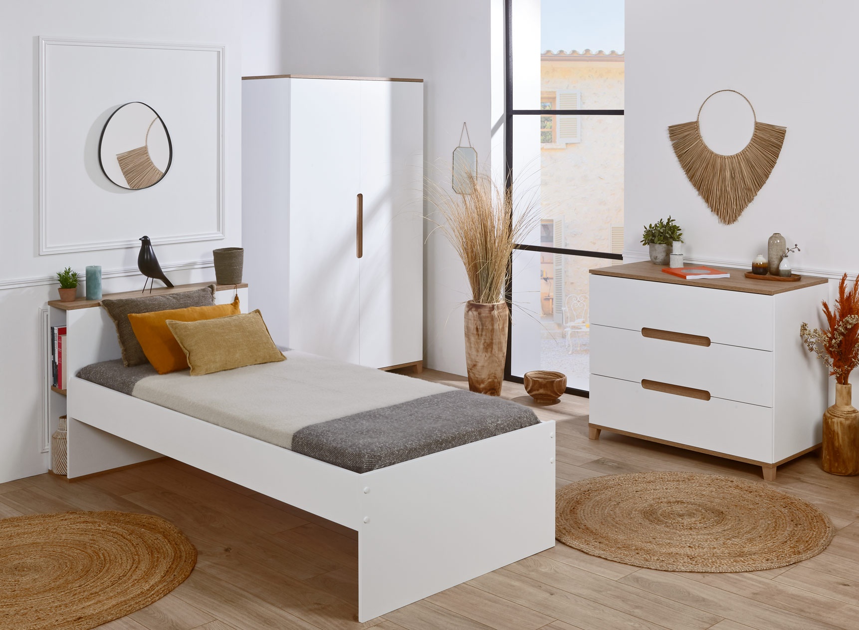 Chambre enfant complète ALBI Blanc/Chêne - 1