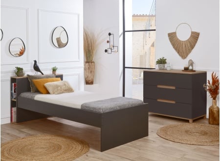 Chambre enfant complète ALBI Ardoise/Chêne -  2