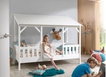 Lit cabane enfant 90x200 avec toit LYNN Blanc - 3