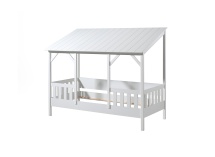 Lit cabane enfant 90x200 avec toit LYNN Blanc - 4