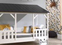 Lit cabane enfant 90x200 avec toit LYNN Noir - 2