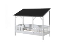 Lit cabane enfant 90x200 avec toit LYNN Noir - 4