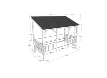 Lit cabane 90x200 avec toit LYNN - Dimensions