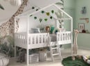 Lit cabane mi-hauteur 90x200 NOAH Blanc - 1