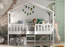 Lit cabane mi-hauteur 90x200 NOAH Blanc - 2