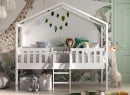 Lit cabane mi-hauteur 90x200 NOAH Blanc - 2