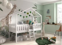 Lit cabane mi-hauteur 90x200 NOAH Blanc - 3