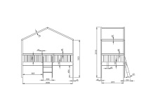 Lit cabane mi-hauteur 90x200 NOAH - Dimensions