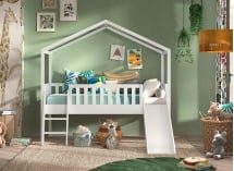 Lit cabane mi-hauteur toboggan NOAH Blanc - 2