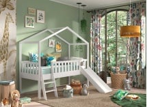 Lit cabane mi-hauteur toboggan NOAH Blanc - 3