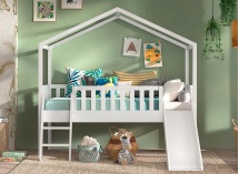 Lit cabane mi-hauteur toboggan NOAH Blanc - 4