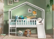 Lit cabane mi-hauteur toboggan NOAH Blanc - 4