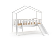 Lit cabane mi-hauteur toboggan NOAH Blanc - 5