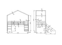 Lit cabane mi-hauteur toboggan NOAH - Dimensions