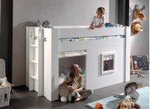 Lit mi-hauteur 90x200 avec cabane FARO Blanc - 3