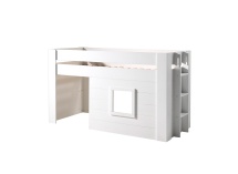 Lit mi-hauteur 90x200 avec cabane FARO Blanc - 5