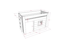 Lit mi-hauteur 90x200 avec cabane FARO-Dimensions