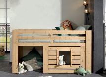 Lit mi-hauteur 90x200 cabane MALO Pin massif - 3