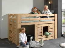 Lit mi-hauteur 90x200 cabane MALO Pin massif - 4
