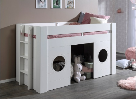 Lit mi-hauteur 90x200 cabane COME Blanc - 1