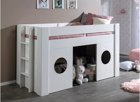 Lit mi-hauteur 90x200 cabane COME Blanc - 1