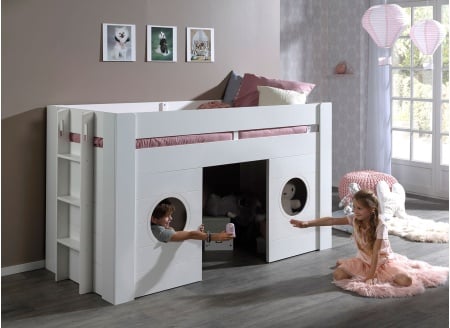 Lit mi-hauteur 90x200 cabane COME Blanc - 2