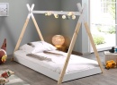Lit tipi 90x200 Montessori INES Blanc/Bois - 1