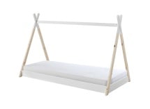 Lit tipi 90x200 Montessori INES Blanc/Bois - 4