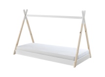 Lit tipi 90x200 Montessori INES Blanc/Bois - 4
